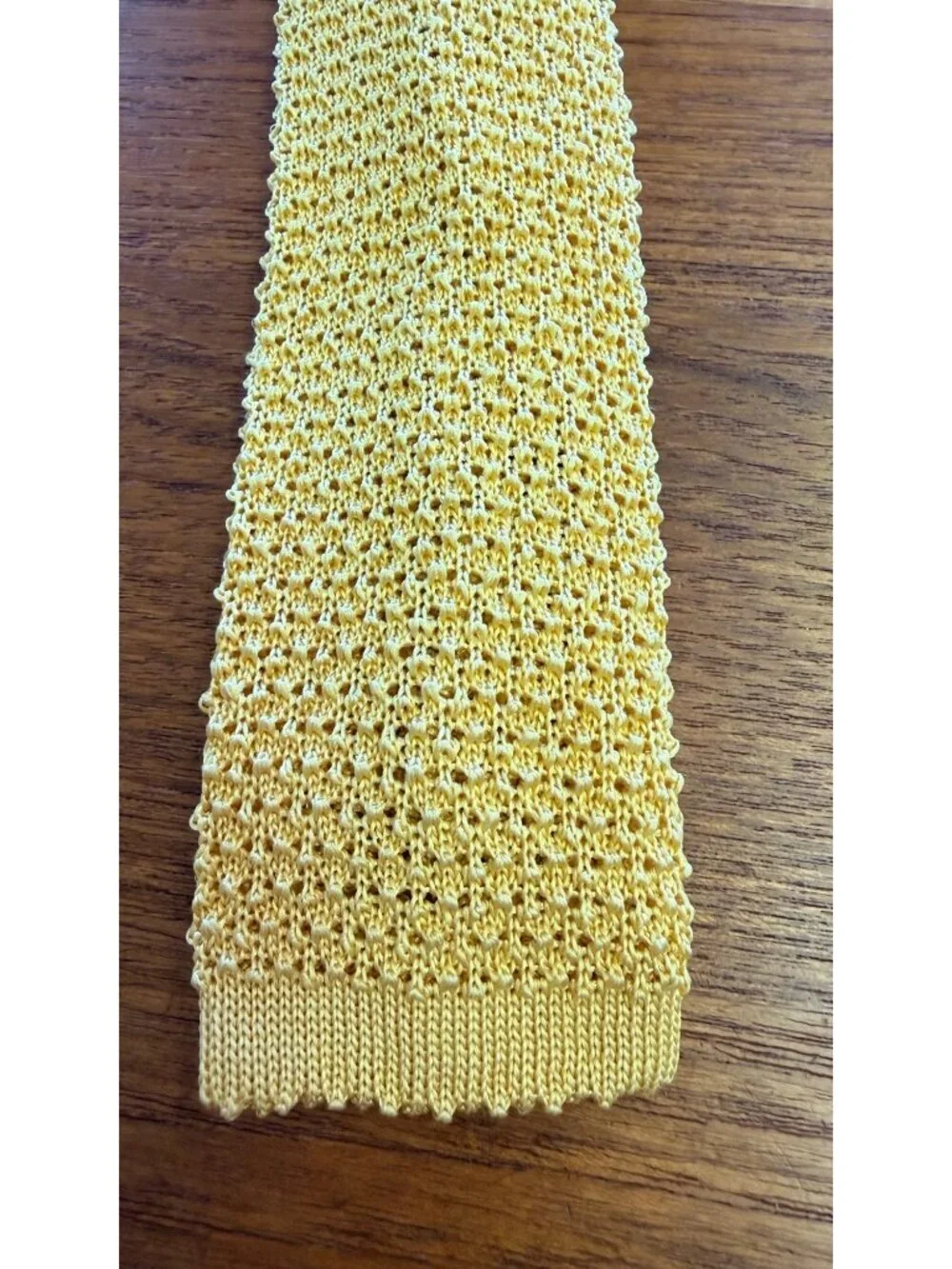 Vintage Polo By Ralph Lauren Yellow Knit Silk Tie Square End Made In Italy